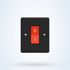 Electric switch turned on and off, flat style. isolated on white background. Vector illustration