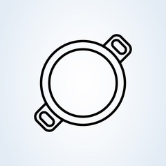 Hot meal line art. Pot and steam top view. Vector illustration