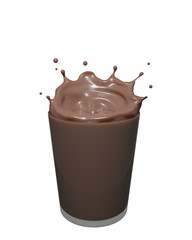 Chocolate splashes out of glass , isolated on white background , 3d illustration 3D Rendering