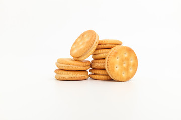 Sand cookies on white background