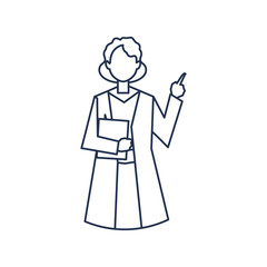 female doctor standing, medical staff , line style icon
