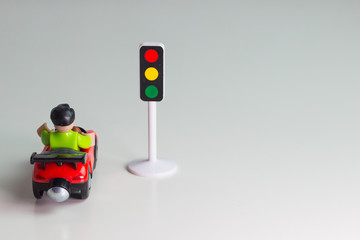 traffic light on a white background. Car toy