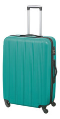 Trolley / suitcase with hard shell green with clipping path