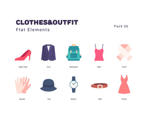 Clothes and Outfit flat style elements