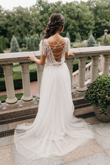 Bride in bohemian wedding dress