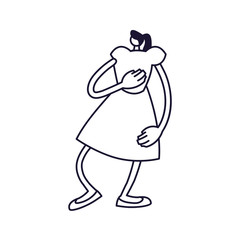 young woman standing, line style icon