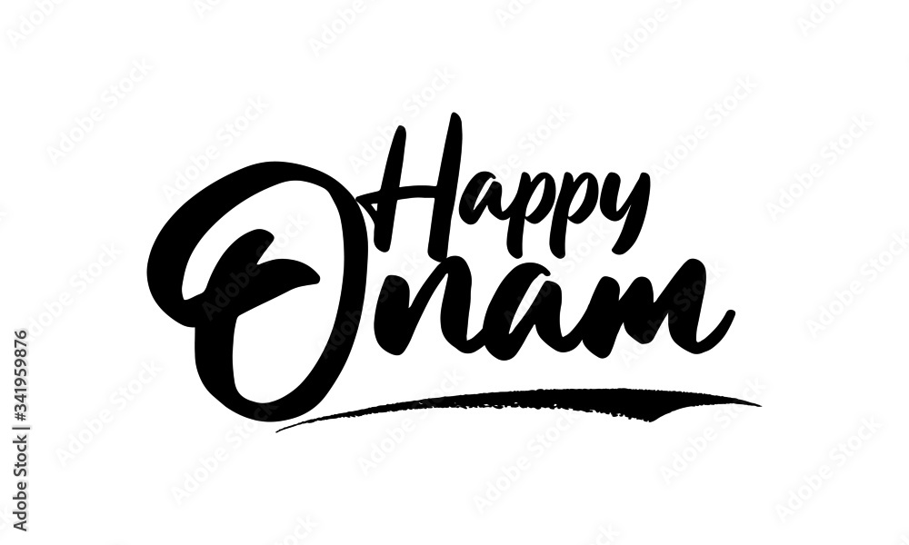 Aufkleber happy onam phrase saying quote text or lettering. vector script and cursive handwritten typography f