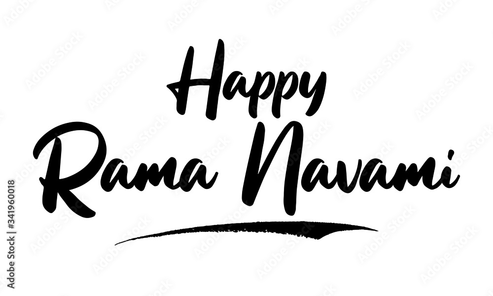 Poster happy rama navami phrase saying quote text or lettering. vector script and cursive handwritten typog
