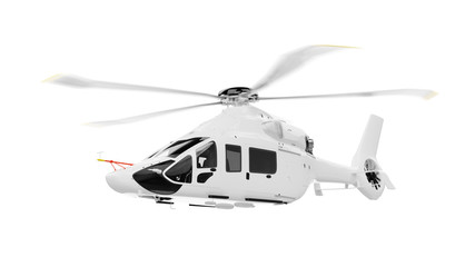 Flying helicopter 3D rendering isolated on white background. © Alex Kondratenko