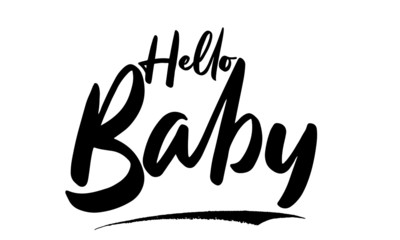 Hello Baby Calligraphy Black Color Text On White Background