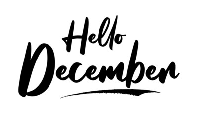 Hello December Calligraphy Black Color Text On White Background