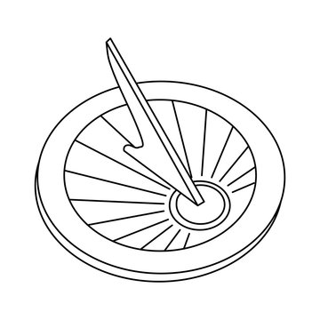 Sundial icon. Sun clock. Outline of antique sundial. Hand drawn stock vector illustration isolated on white background. Icons for web design, logo and ets.