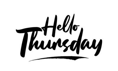 Hello Thursday Calligraphy Black Color Text On White Background