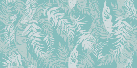 Seamless tropical pattern with palm leaves
