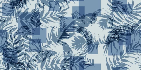 Tapeten Nahtloses tropisches Muster mit Palmblättern © Maria