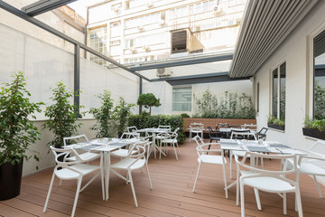 Beautiful restaurant summer terrace interior