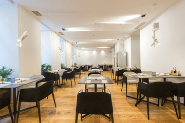 Interior of a empty hotel restaurant