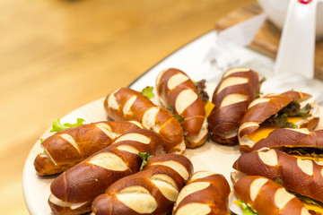 Small bavarian sandwiches served on a plate