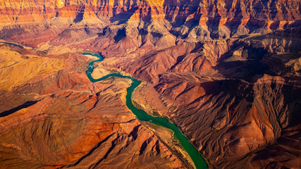 Panoramic landscape view of curved colorado river in Grand canyon, USA - 341961895
