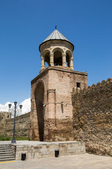 Fototapeta na wymiar View to Svetitskhoveli Orthodox Cathedral and historical town Mtskheta, near Tbilisi, Georgia
