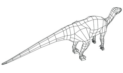 Fototapeta na wymiar Dinosaur polygonal lines illustration. Abstract vector dinosaur on the white background