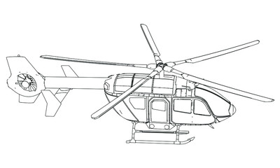 Vector illustration of a geometric polygonal helicopter.