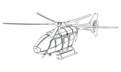 Vector illustration of a geometric polygonal helicopter.