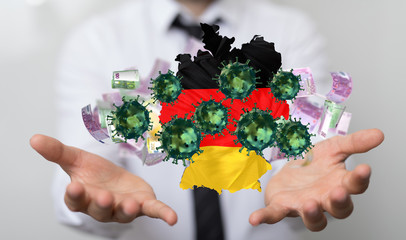 Euro Geldscheine und Coronavirus
