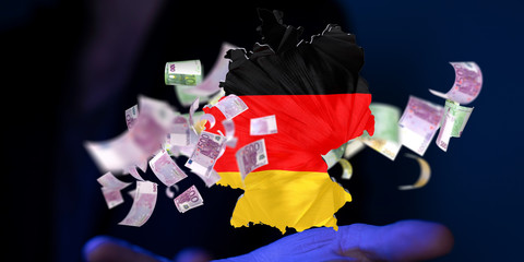 Euro Geldscheine und Coronavirus.