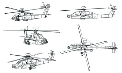 Vector illustration of a geometric polygonal helicopter.
