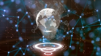 3d render of futuristic virus rotating with absorbed planet earth inside. Coronavirus spread around the world concept.