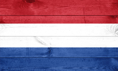 National flag of Netherlands on a wooden background