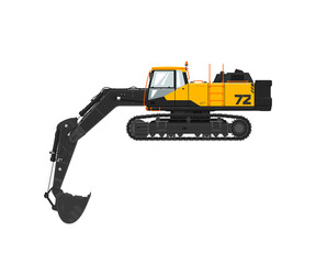 Digger hydraulic excavator with dipper isolated on white background, vector illustration