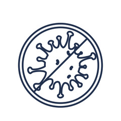 sign prohibition infection by coronavirus, line style icon
