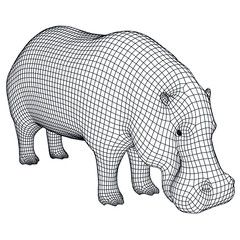 Hippo polygonal lines illustration. Abstract vector hippo on the white background