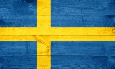 sweden flag painted on old wood background