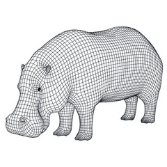 Hippo polygonal lines illustration. Abstract vector hippo on the white background