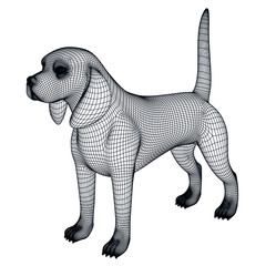 Obraz premium Beagle dog polygonal lines illustration. Abstract vector dog on the white background