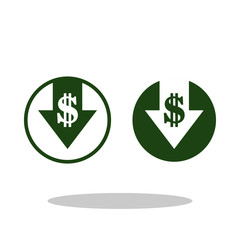 Cost reduction icon in trendy flat style. Money symbol with down arrow design symbol for your web site design, logo, app, UI Vector EPS 10.