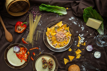 Mexican food mix colorful background Mexico