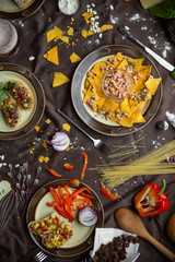 Mexican food mix colorful background Mexico