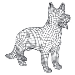 German Shepherd dog polygonal lines illustration. Abstract vector dog on the white background