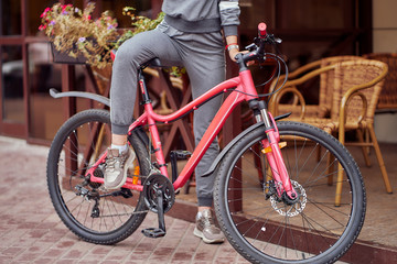 Fototapeta premium Ecological mode of transport. Bicycle in an urban
