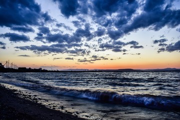 Sunset over the sea. Blue hour