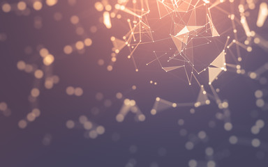 Abstract background. Molecules technology with polygonal shapes, connecting dots and lines. Connection structure. Big data visualization.