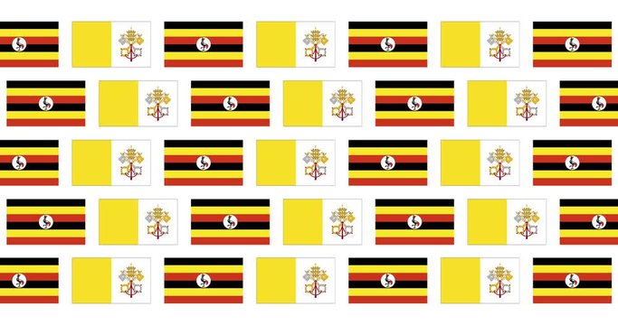 Uganda Vatican City Holy See Flags Loop Background