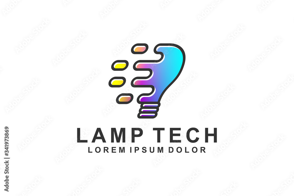 Poster light bulb lamp speed effect particle technology logo design