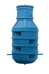 blue plastic pipe