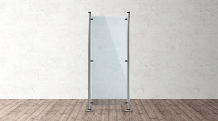 Glass banner stand. Blank advertising template mockups. Empty exhibition vertical stand banner for you design.