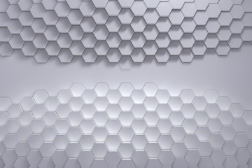 Geometric hexagon pattern background. 3D rendering